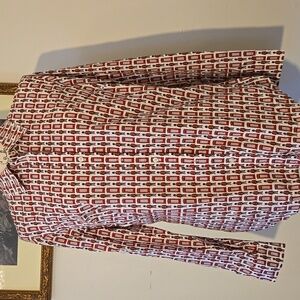 Talbots Red and White British Icon Print Shirt